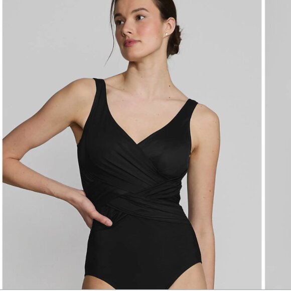 Lands' End SlenderSuit Wrap One Piece Swimsuit, Size 16 NWOT - Picture 1 of 6